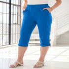 Plus Size Soft Knit Relaxed Pull-On Capri Pant image number null