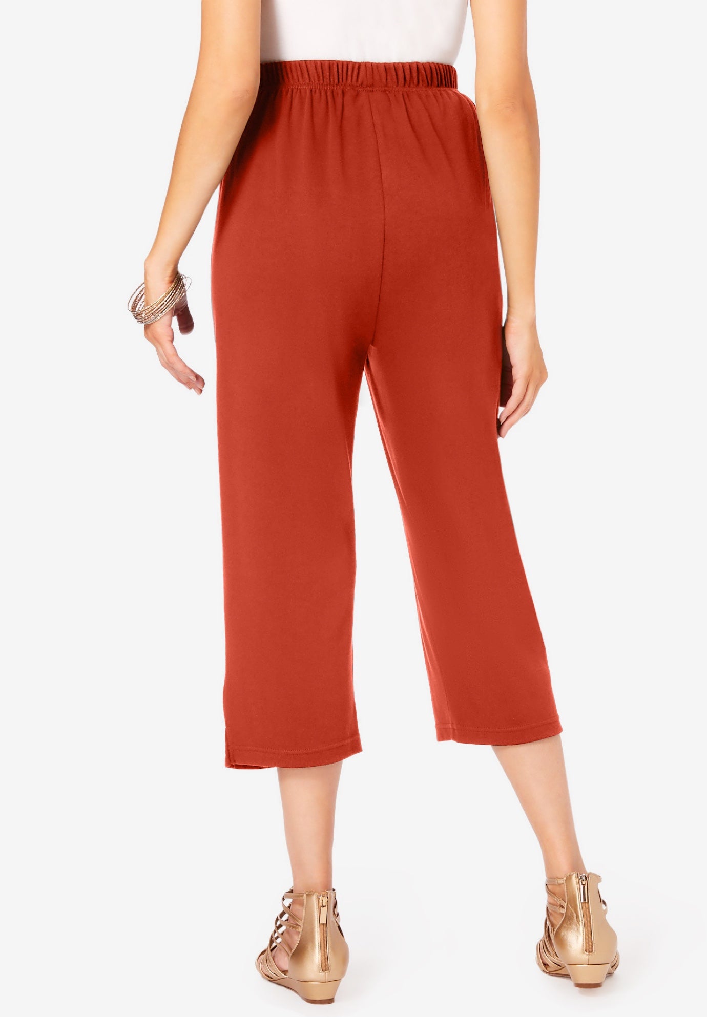 Plus Size Soft Knit Pull-On Capri Pant image number 1