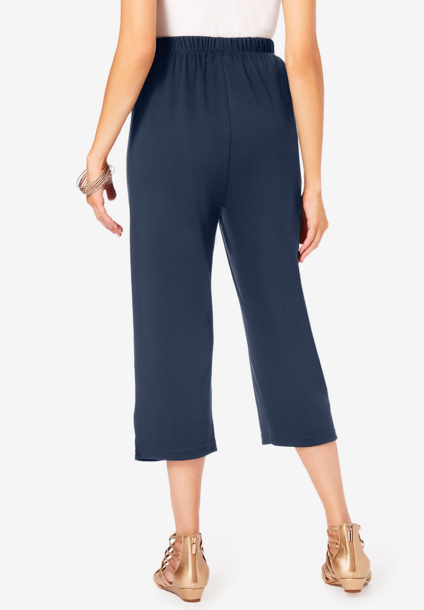 Plus Size Soft Knit Pull-On Capri Pant image number 1