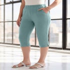 Plus Size Soft Knit Relaxed Pull-On Capri Pant image number null