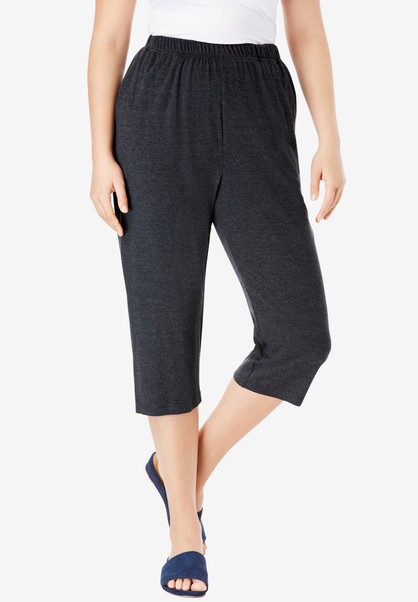 Plus Size Soft Knit Pull-On Capri Pant image number 0