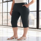 Plus Size Soft Knit Relaxed Pull-On Capri Pant image number null