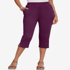Plus Size Soft Knit Relaxed Pull-On Capri Pant image number null