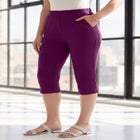Plus Size Soft Knit Relaxed Pull-On Capri Pant image number null