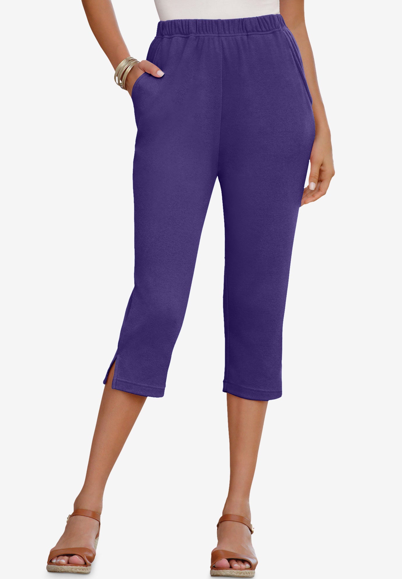 Plus Size Soft Knit Pull-On Capri Pant image number 0