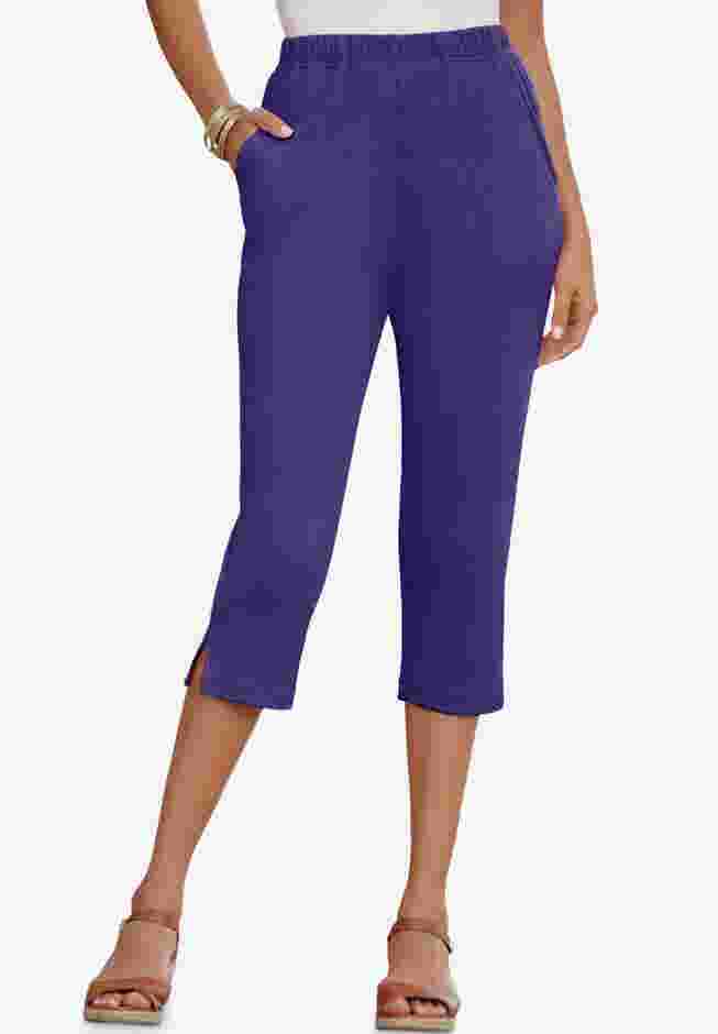 Plus Size Soft Knit Pull-On Capri Pant image number 0