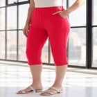 Plus Size Soft Knit Relaxed Pull-On Capri Pant image number null