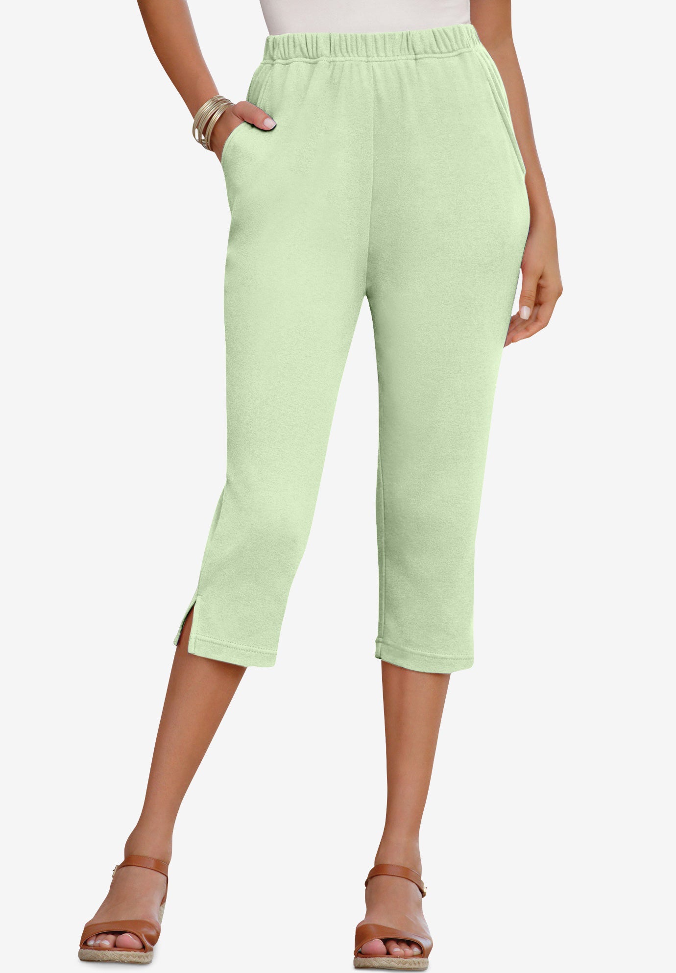 Plus Size Soft Knit Pull-On Capri Pant image number 0