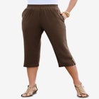 Plus Size Soft Knit Pull-On Capri Pant image number null