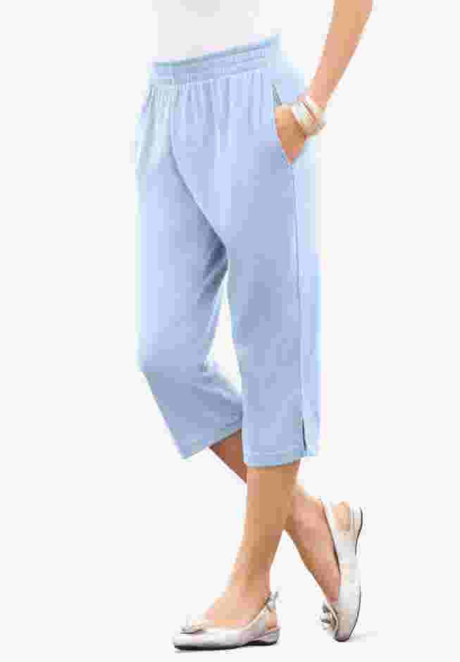 Plus Size Soft Knit Pull-On Capri Pant image number 0