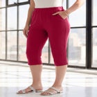 Plus Size Soft Knit Relaxed Pull-On Capri Pant image number null