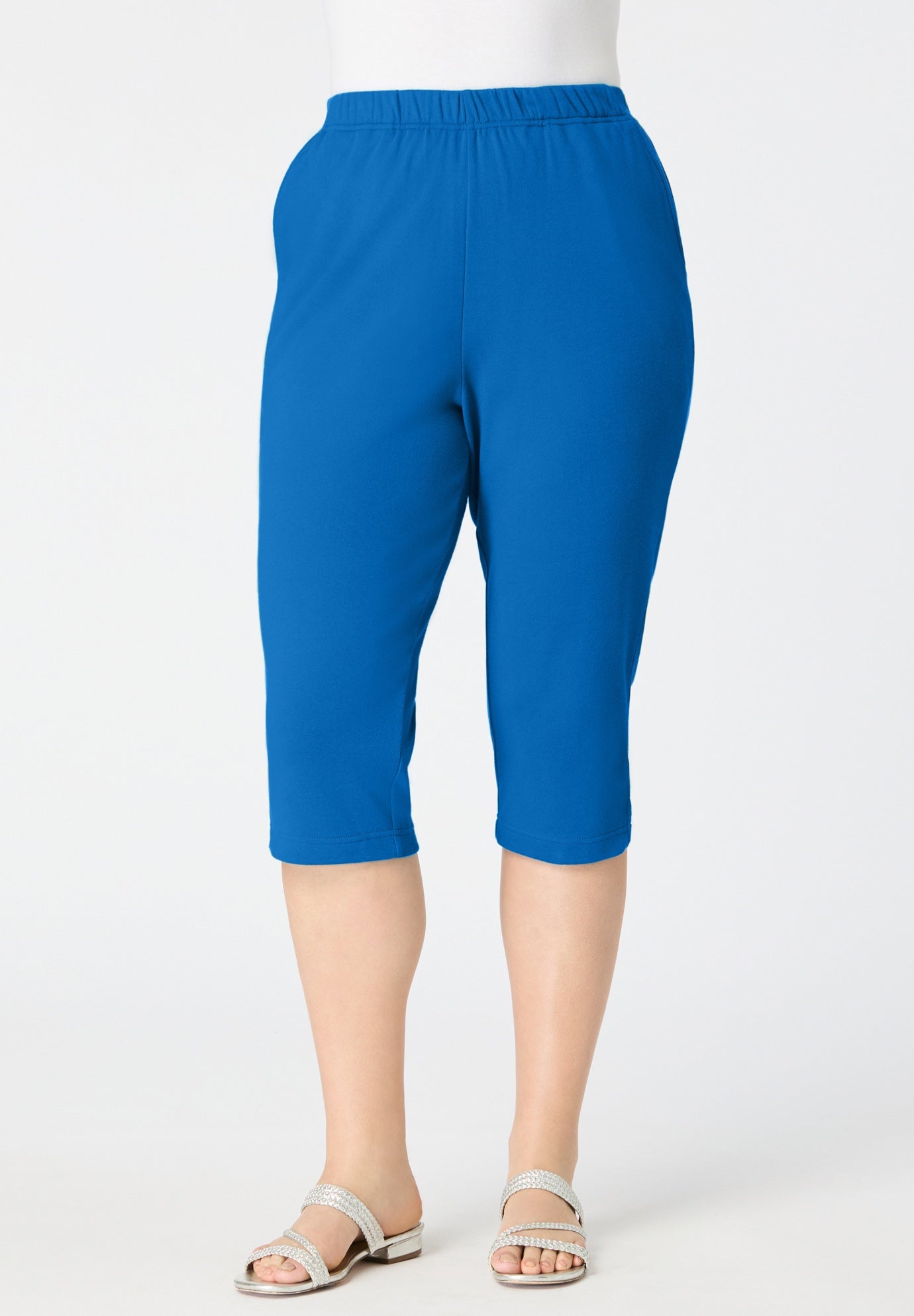 Plus Size Soft Knit Pull-On Capri Pant image number 0