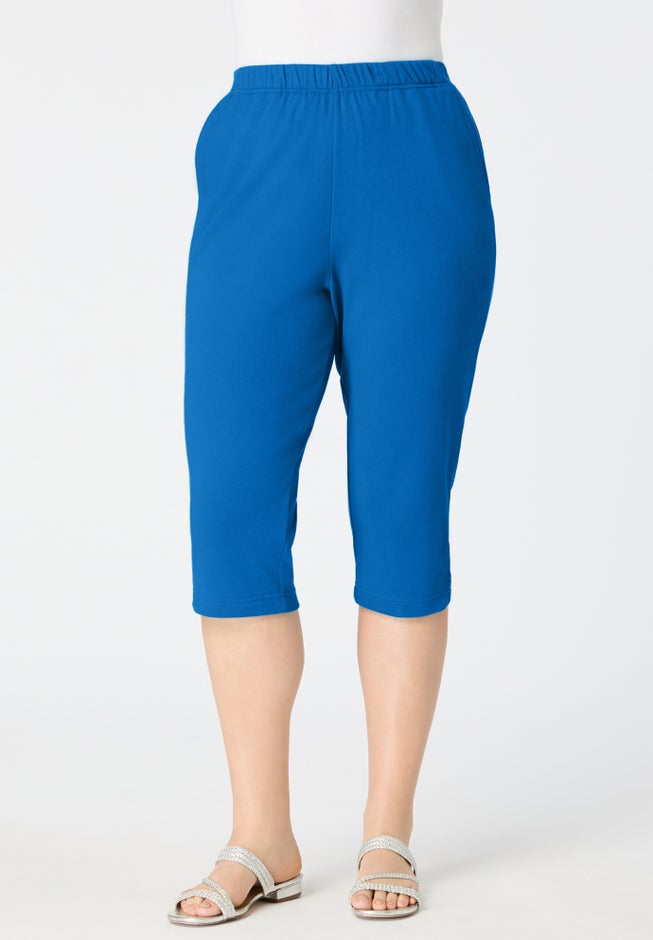 Plus Size Soft Knit Pull-On Capri Pant image number 0