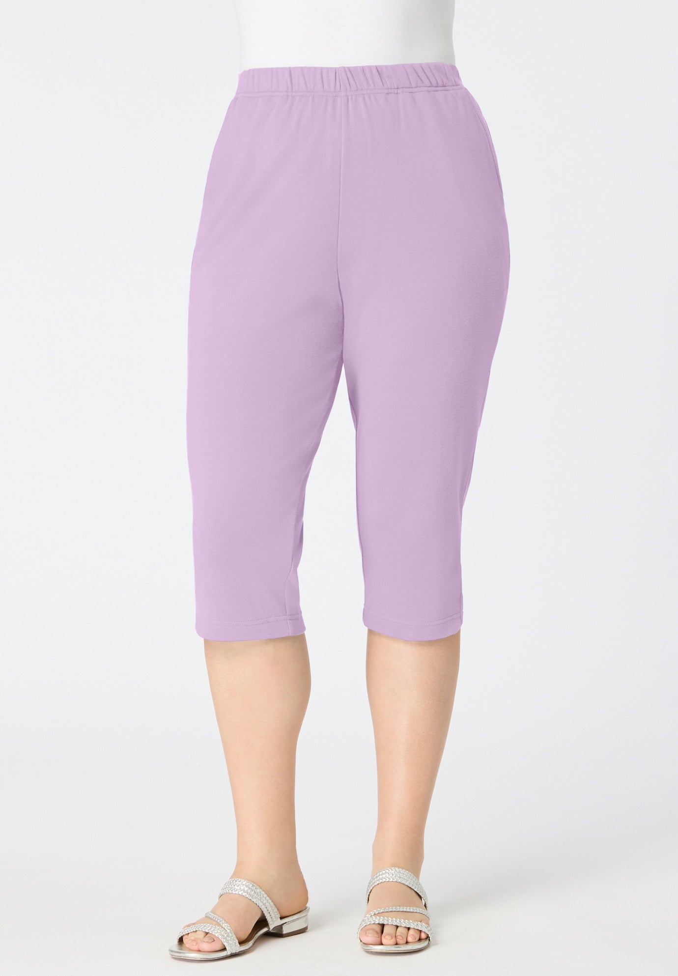 Plus Size Soft Knit Pull-On Capri Pant image number 0