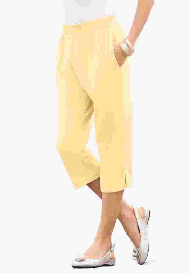 Plus Size Soft Knit Pull-On Capri Pant image number 0
