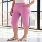 Plus Size Soft Knit Relaxed Pull-On Capri Pant image number null