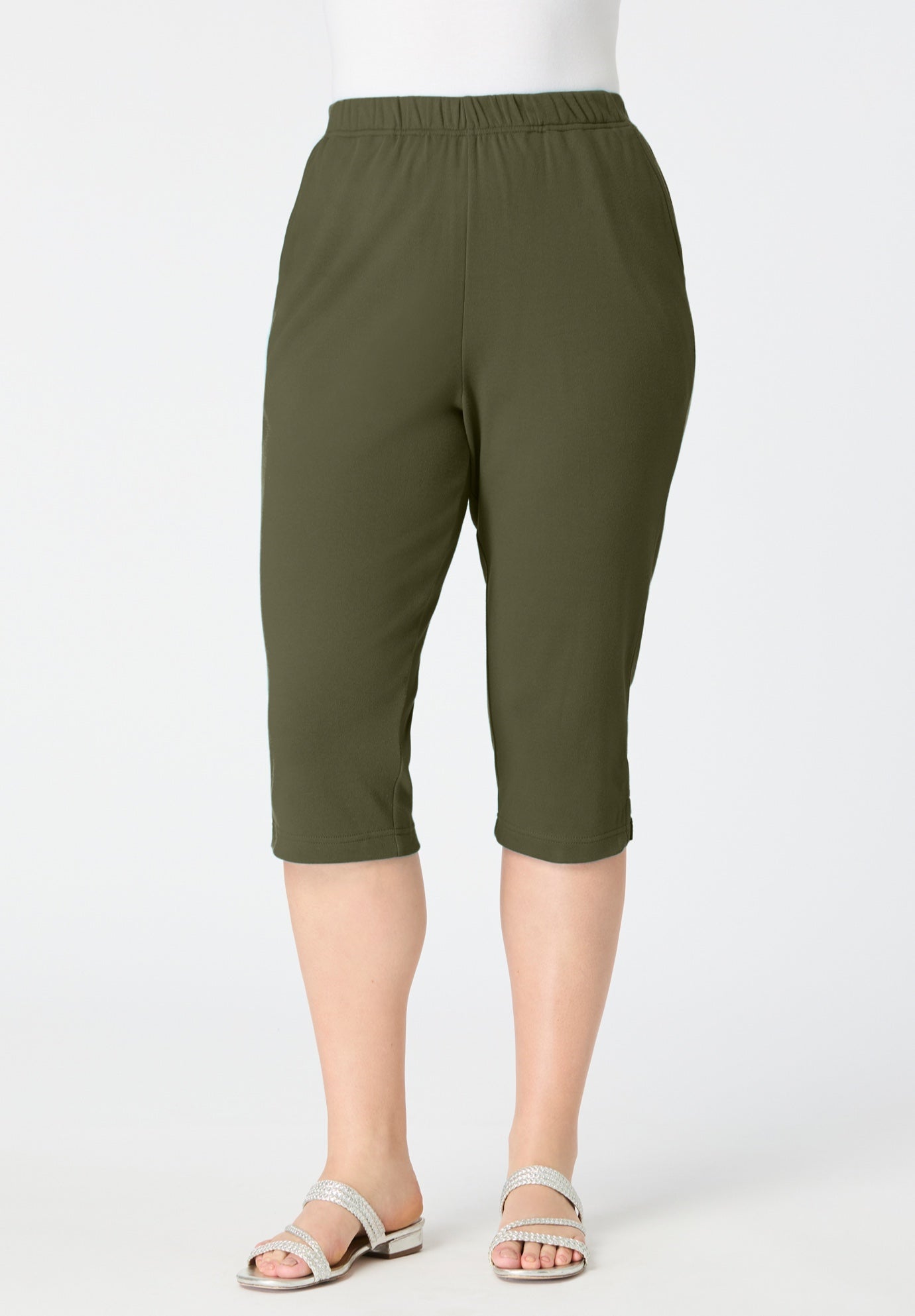 Plus Size Soft Knit Pull-On Capri Pant image number 0