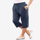 Plus Size Soft Knit Pull-On Capri Pant image number null