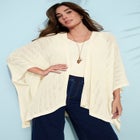 Plus Size Pointelle Open-Front Ruana Cardigan image number null