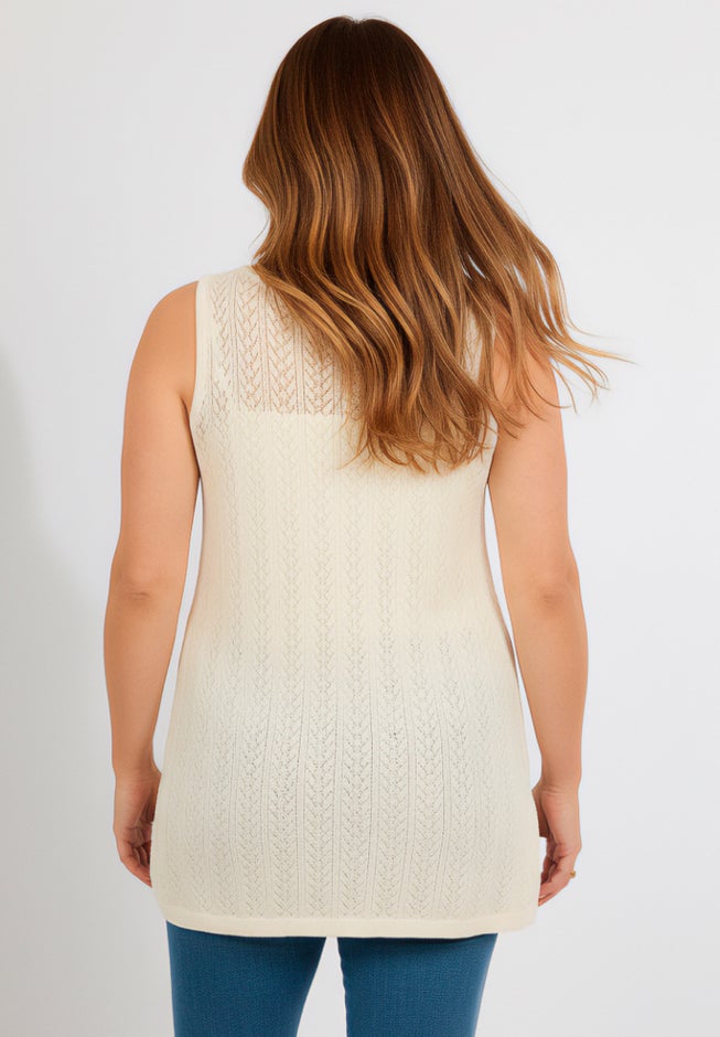 Plus Size Pointelle V-Neck Ribbed Trim Tank image number 1