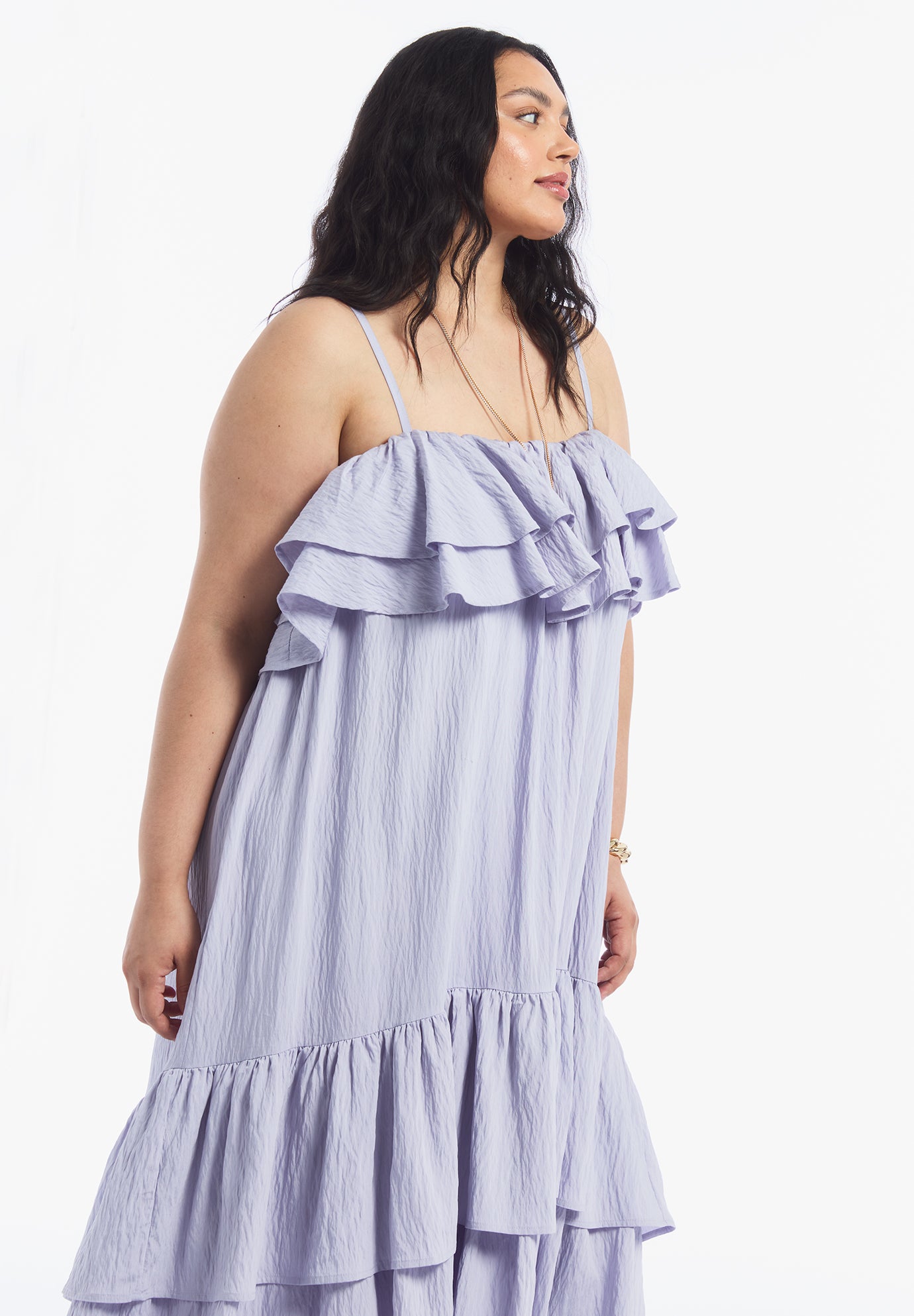 High-Low Ruffled Hem Maxi Dress image number 4