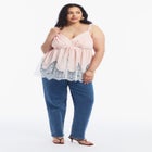 Lace-Trim Satin Camisole Top image number null