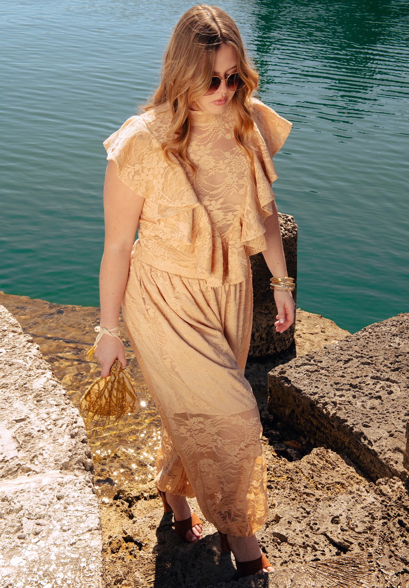 Floral Lace Ruffle Top image number 0