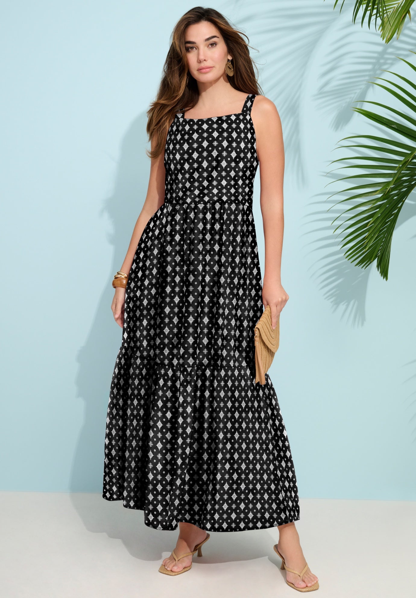 Plus Size Square Neck Adjustable Strap Maxi Dress image number 0