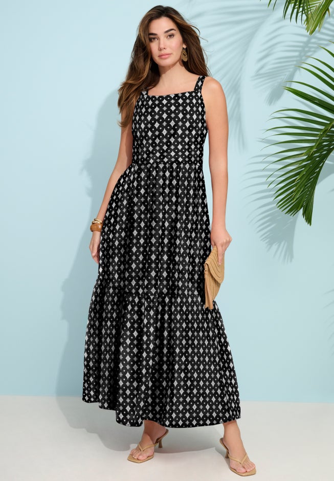 maxi dress with elastic bodice Women's Stay Awhile Yellow Smocked Cotton Maxi Dress | Size: M