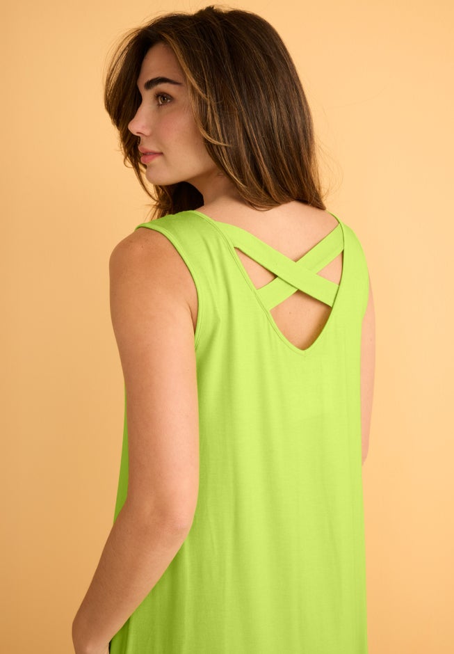 Plus Size Ultra Drape V-Neck Hi-Low X-Back Tunic Tank image number 2