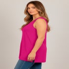 Plus Size Ultra Drape V-Neck Hi-Low X-Back Tunic Tank image number null