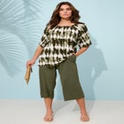 Plus Size Shirred Scoop Neck Split Bell Sleeve Tee image number null