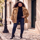 Plus Size Mid-Length Hooded Faux Fur Coat image number 0