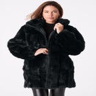 Plus Size Mid-Length Hooded Faux Fur Coat image number null
