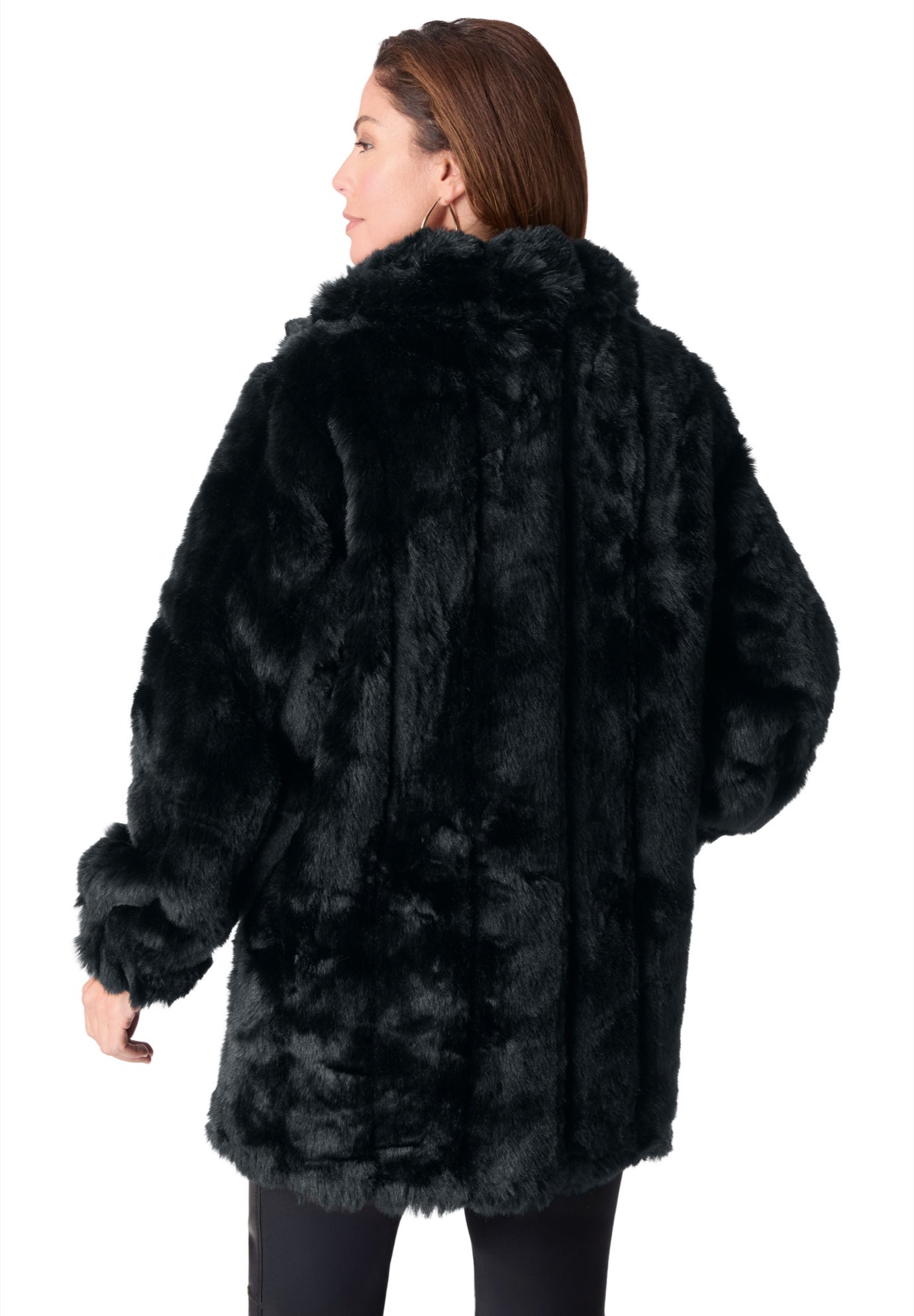 Plus Size Mid-Length Hooded Faux Fur Coat image number 2
