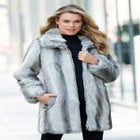 Plus Size Mid-Length Hooded Faux Fur Coat image number null