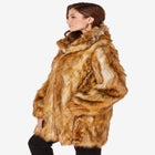 Plus Size Mid-Length Hooded Faux Fur Coat image number null