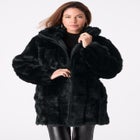 Plus Size Mid-Length Hooded Faux Fur Coat image number null