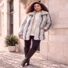Plus Size Mid-Length Hooded Faux Fur Coat image number 0