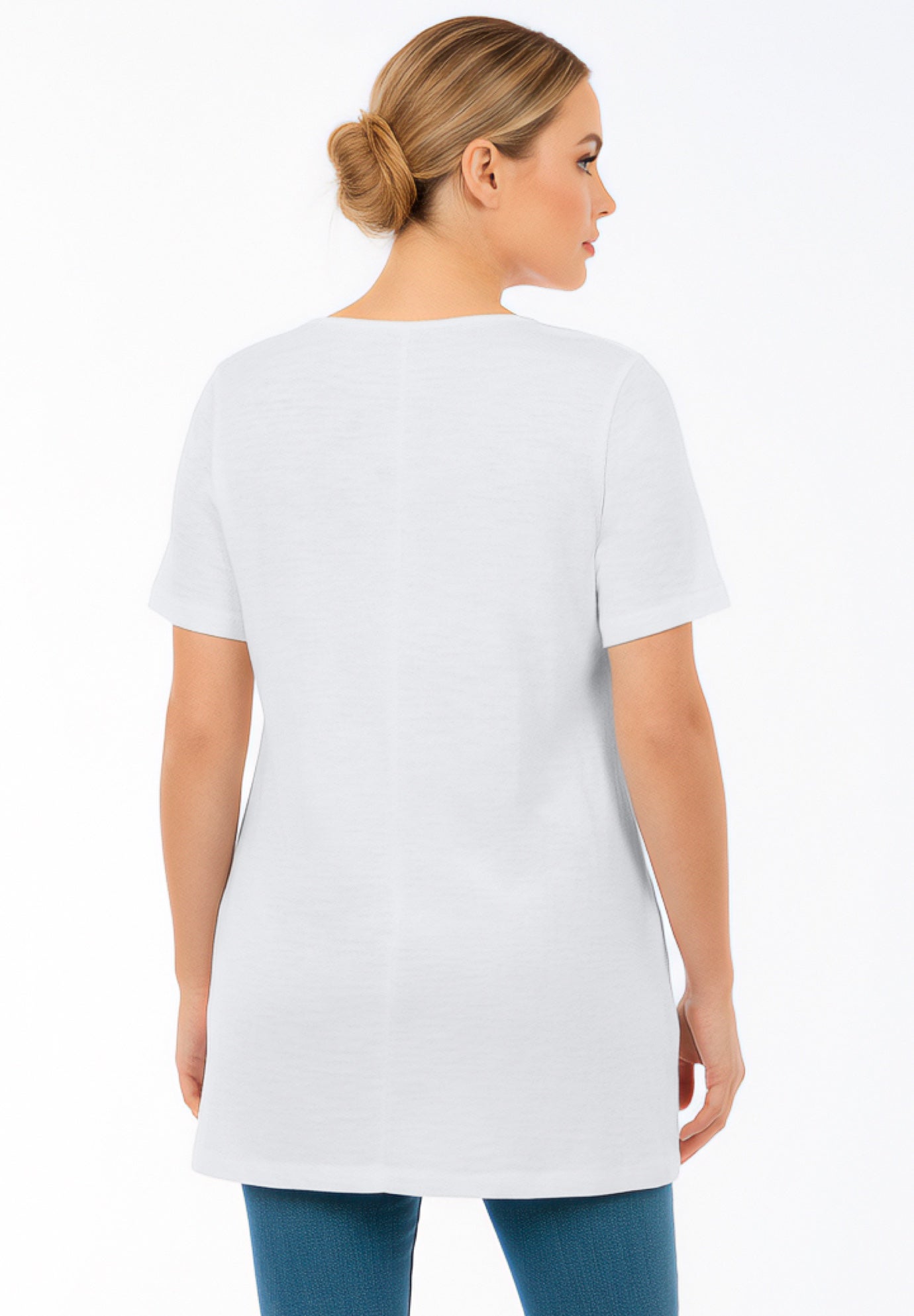 Plus Size Scoopneck Short Sleeve Pocket Tunic image number 1