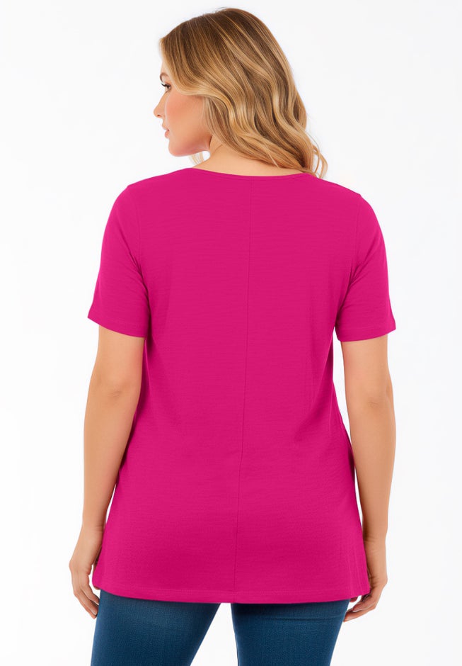 Plus Size Scoopneck Short Sleeve Pocket Tunic image number 1