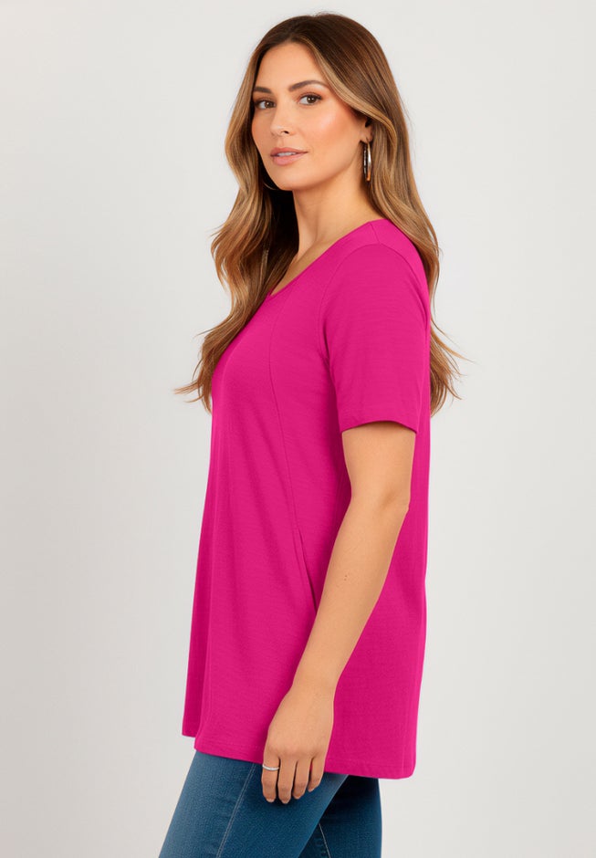 Plus Size Scoopneck Short Sleeve Pocket Tunic image number 2
