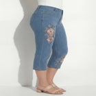 Plus Size Classic Stretch High-Rise Embroidered Capri Jean image number null