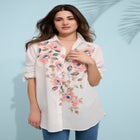 Plus Size Kate Cambric Cotton Printed Long Sleeve Shirt image number null