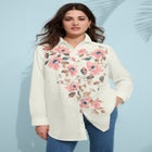 Plus Size Kate Cambric Cotton Printed Long Sleeve Shirt image number null