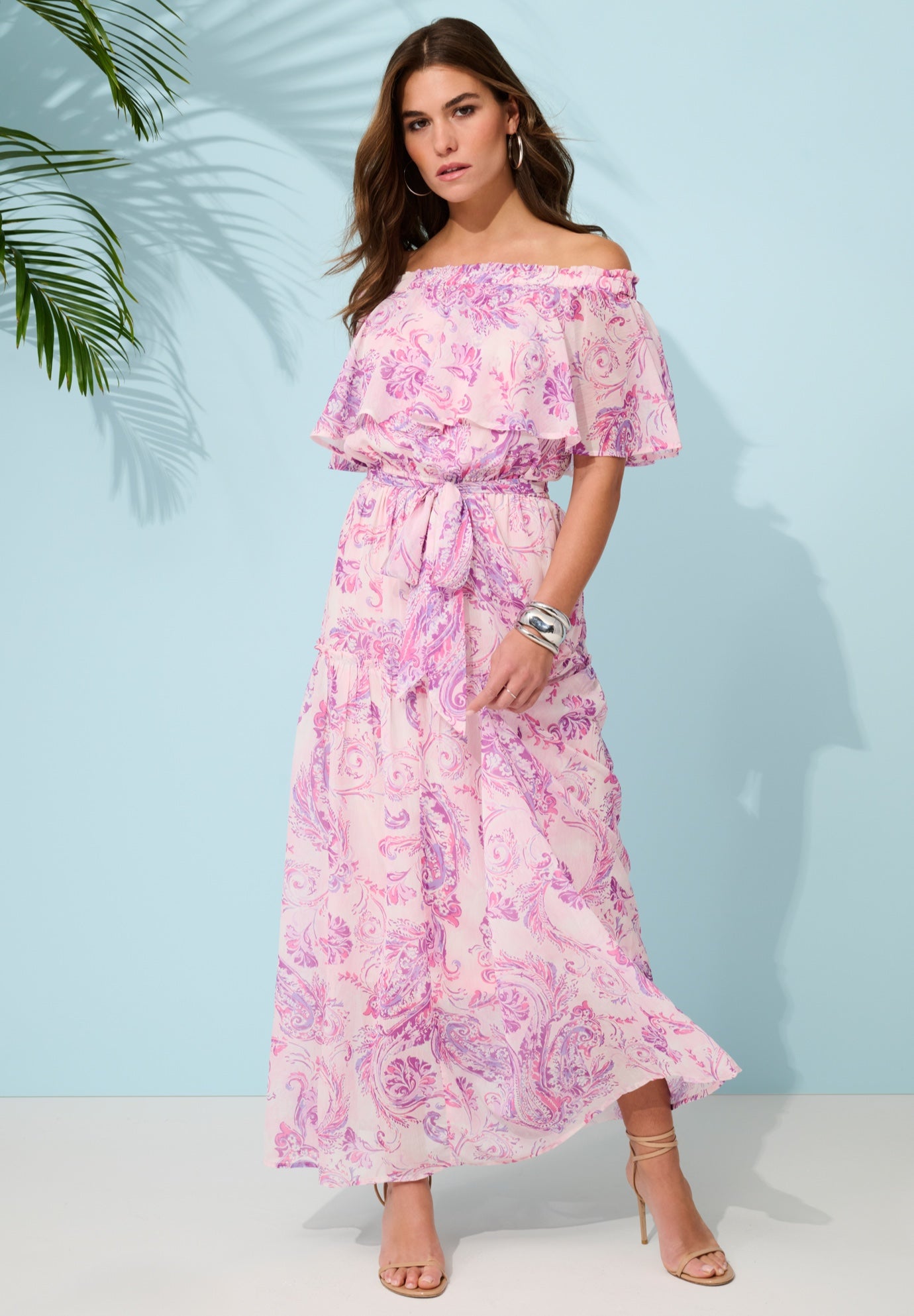 Plus Size Chiffon Off-the-Shoulder Maxi Dress image number 0