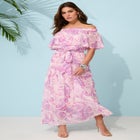 Plus Size Chiffon Off-the-Shoulder Maxi Dress image number null