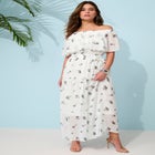Plus Size Chiffon Off-the-Shoulder Maxi Dress image number null