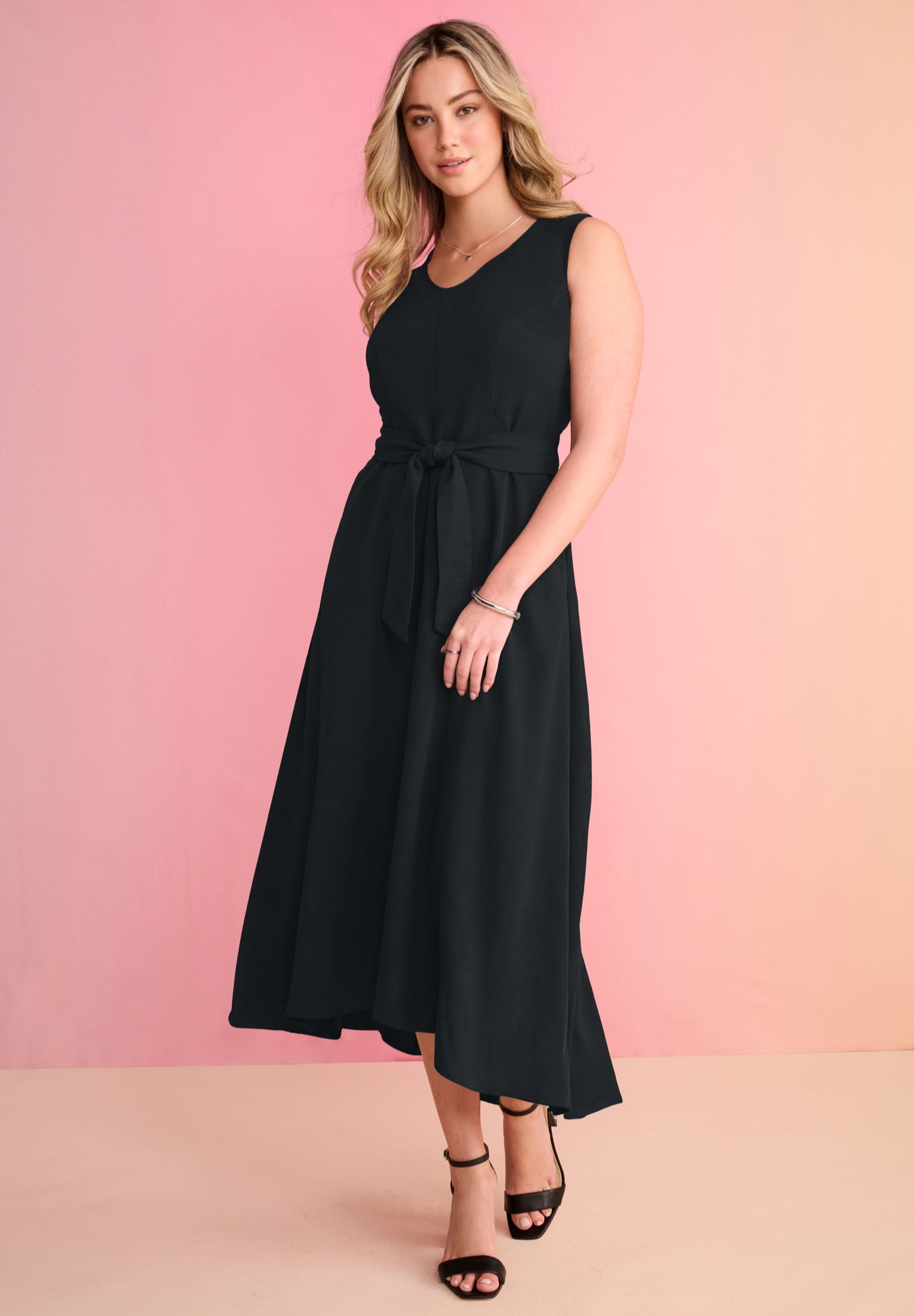 Plus Size Bi-Stretch Sleeveless High-Low Maxi Dress image number 0