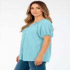 Plus Size Shirred Eyelet Button-Front Blouson Tunic image number null